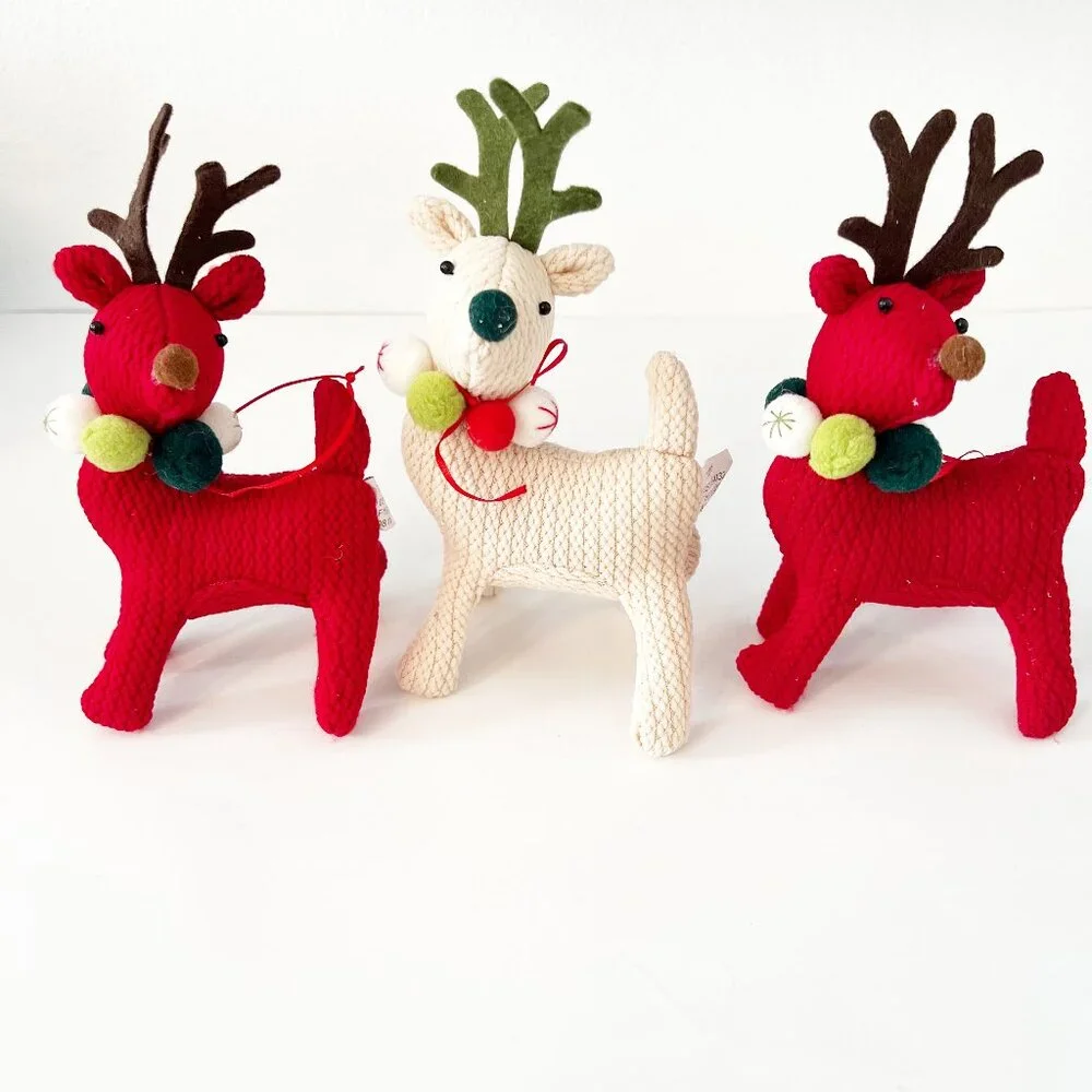 Set of 3 Target Knit Reindeer Ornaments